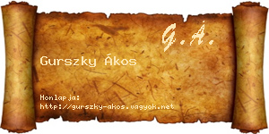 Gurszky Ákos névjegykártya